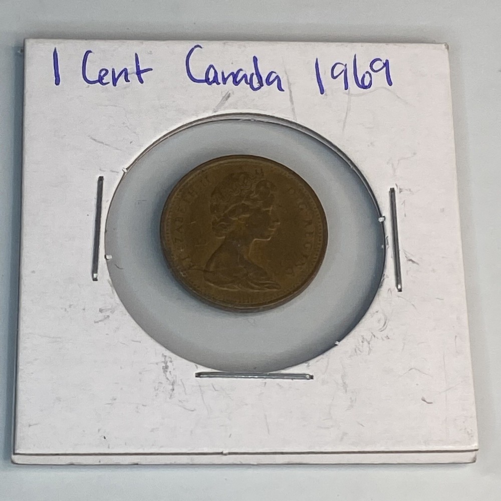 1969 Canada Elizabeth II One Cent Penny Circulated.