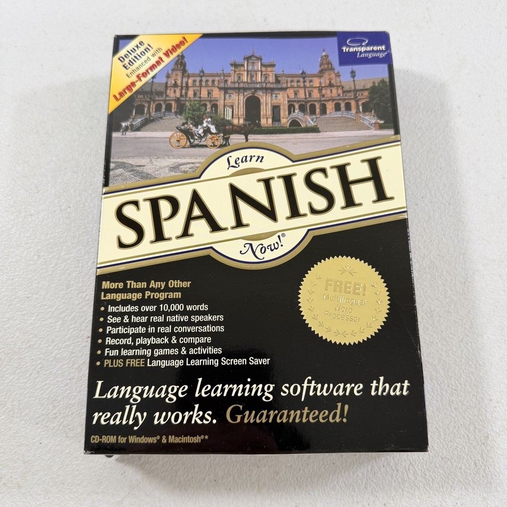 Transparent Learn Spanish Now Windows MAC Macintosh PC CD Deluxe Edition NEW