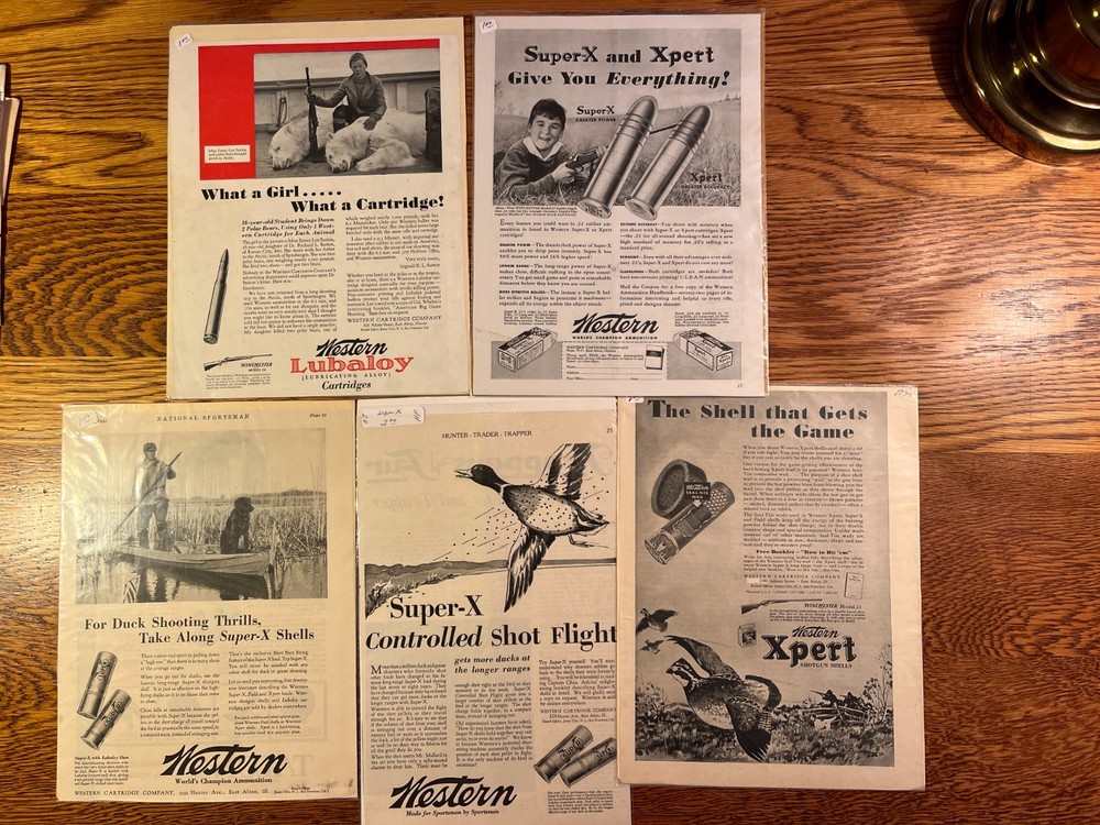 5 vintage Western ammo ads - 1930's