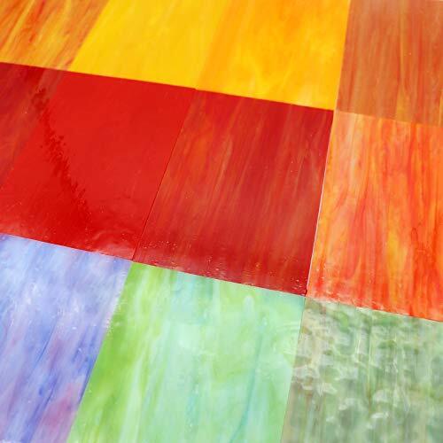 LITMIND 12 Sheets Variety Stained Glass Sheets Pack, Assorted Colors , Sizes
