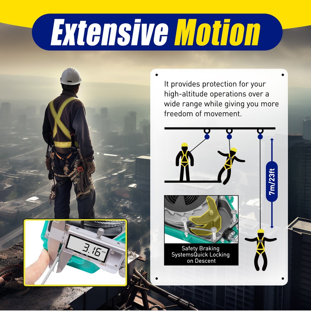 23 ft Fall Arrester Fall Protection Fall Arrestor Tool Self Retracting Lifeline