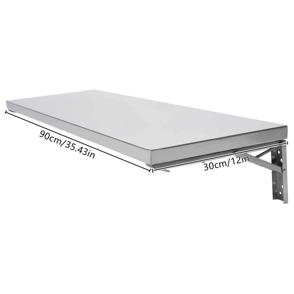 Wall Mounted Folding Table Shelving Collapsible Workbench Stainless Steel Shelf