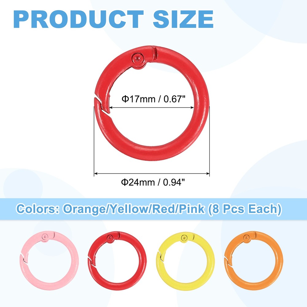 1Set Round Spring O Rings, Trigger Spring Snap Clip, Orange and 3 Colors