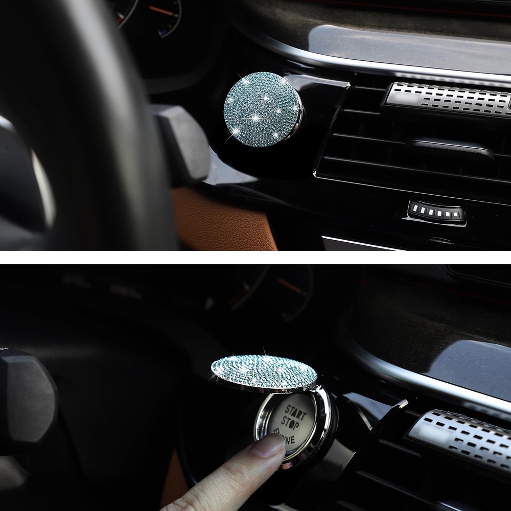 Car Engine Start Button Cover Diamond Crystal Push Start | Bling Accessory