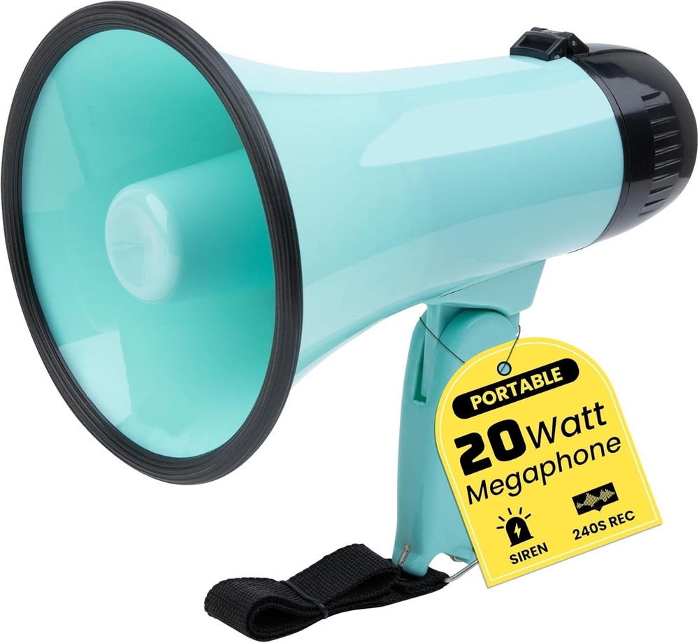 Lightweight 20W Megaphone with Volume Control & Recording Function, 5.4"W