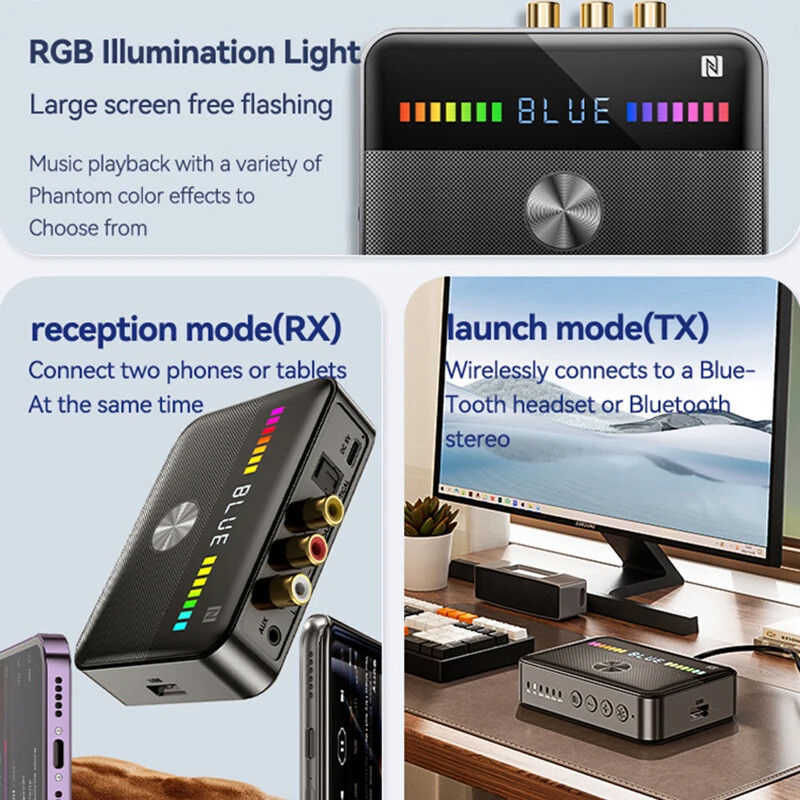 Long Range Bluetooth 5.3 Transmitter Receiver For TV Home Stereo Audio Adapter