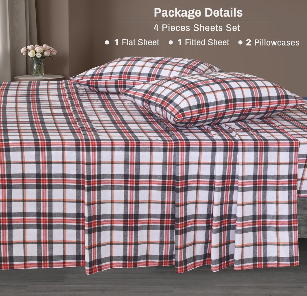 ZOYER Flannel Sheets Queen Size - 100% Cotton Double Brushed Bed Sheets, Deep...