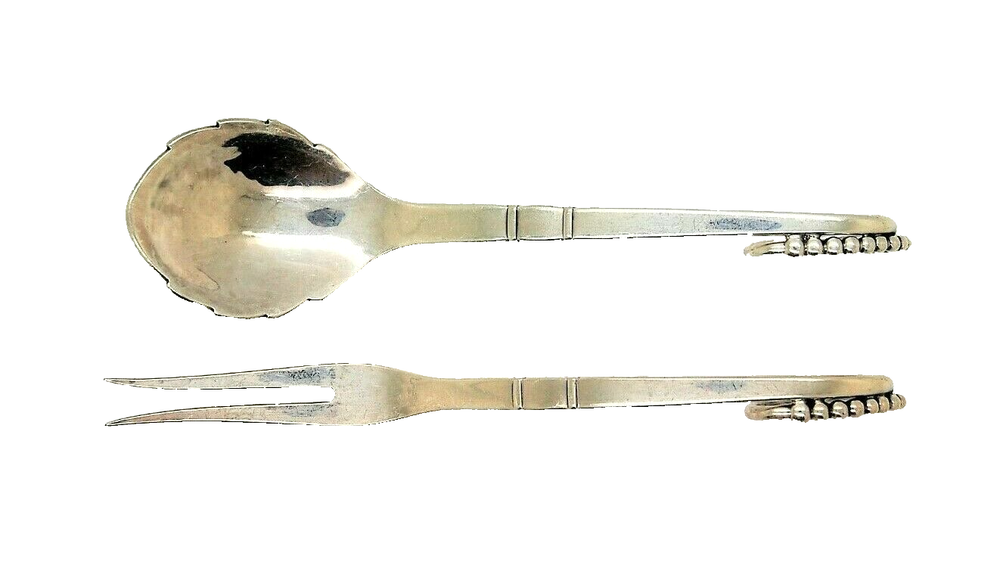 VINTAGE ANTIQUE GEORGE JENSEN STERLING SILVER FORK SPOON SET