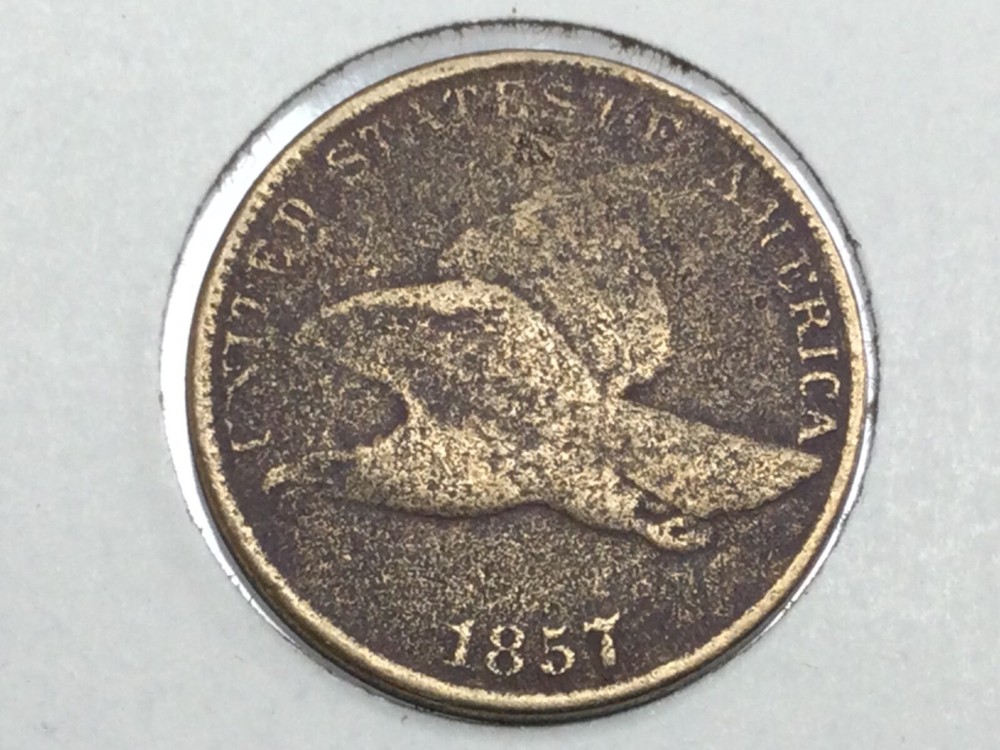 1857 Flying Eagle Cent in very good/fine