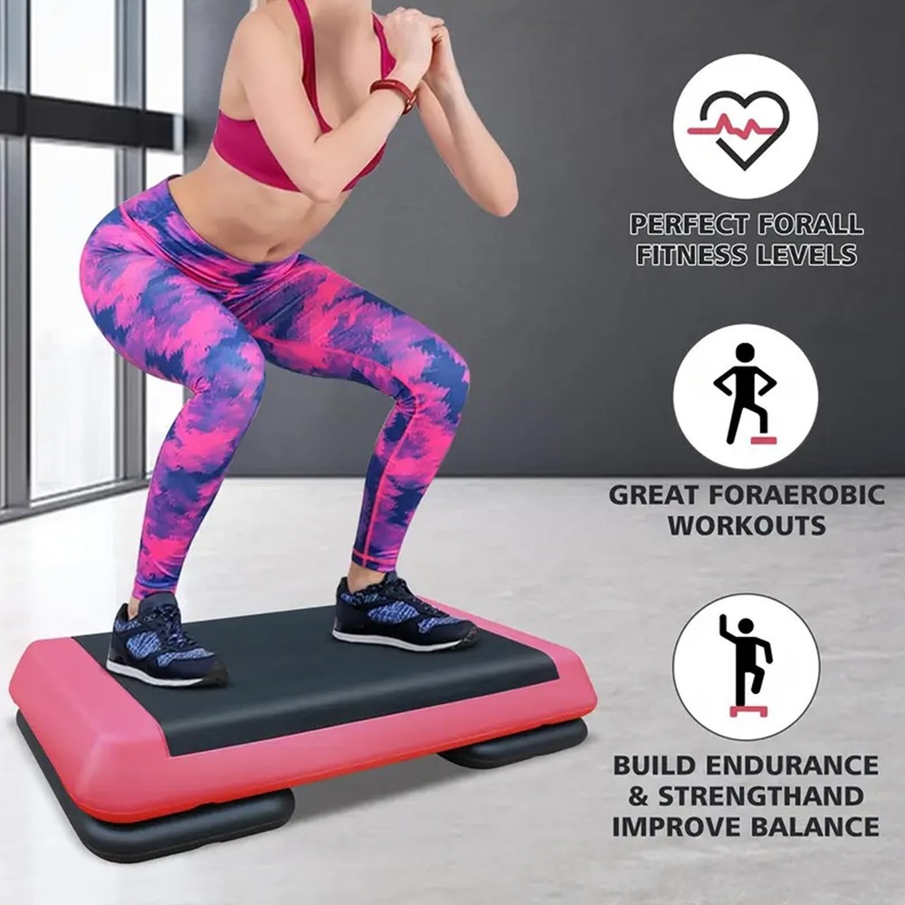 Adjustable Workout Aerobic Exercise Step Platform, Fitness & Exercise Step Pl...