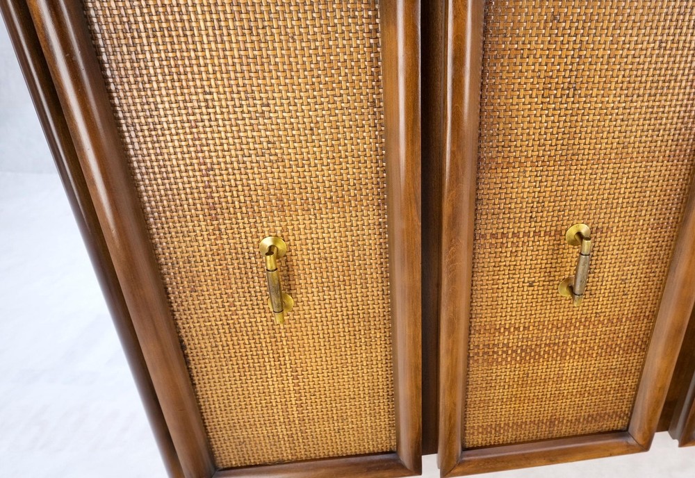Exposed Sculptural Legs Walnut Three Drawers Two Doors Credenza Server Sideboard