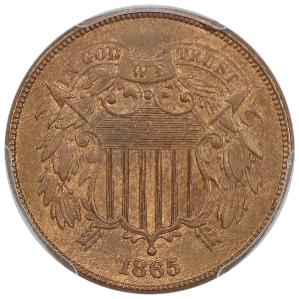 1865 2c PCGS MS66RB ex: D.L. Hansen