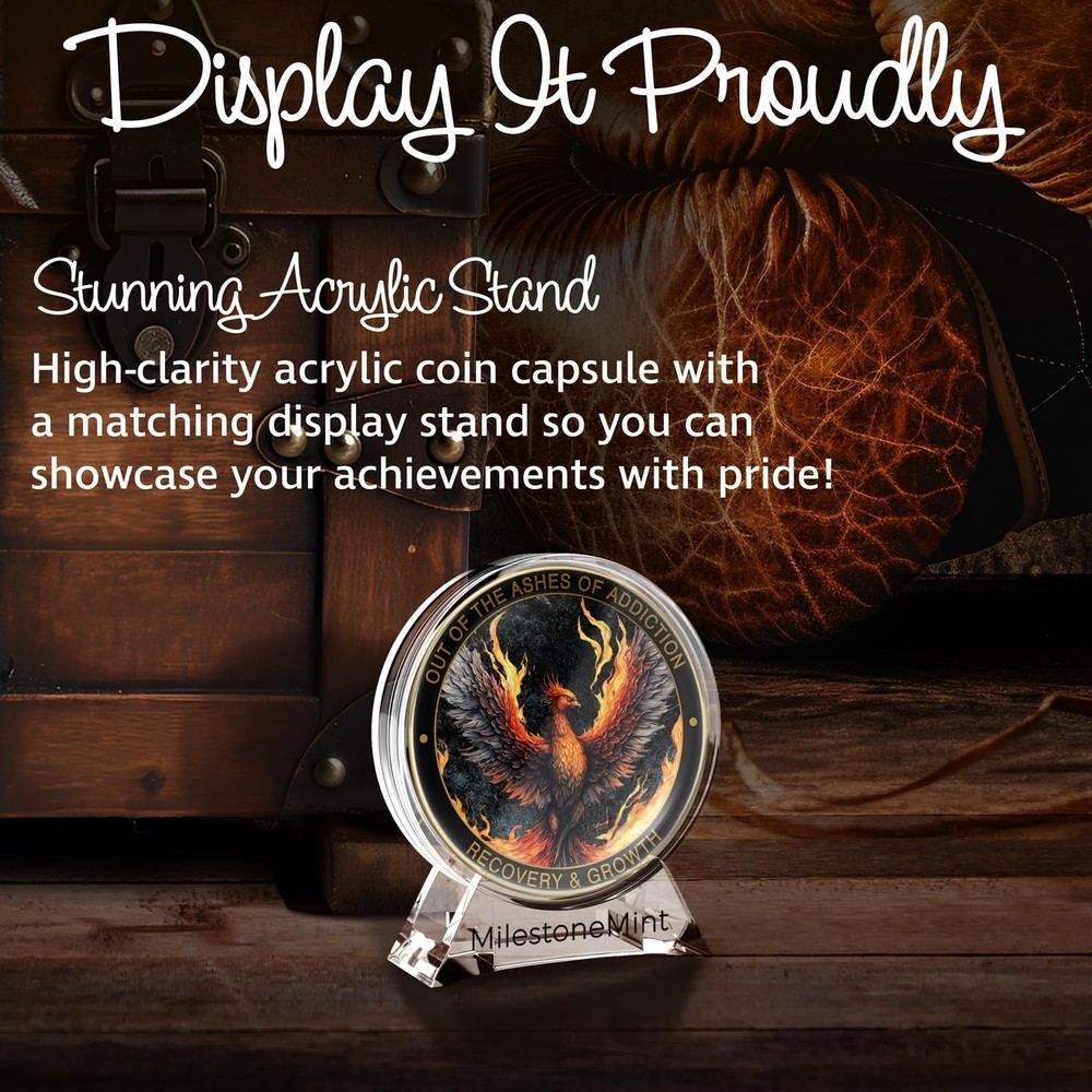 MilestoneMint Phoenix Sobriety Coin Gift Set | 00 Affirmation,