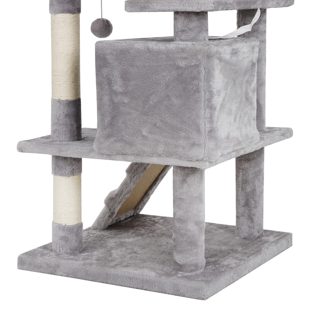 53" Multi level Cat Tree Tower for Multiple Cats W/Sisal Posts, Plush Perch