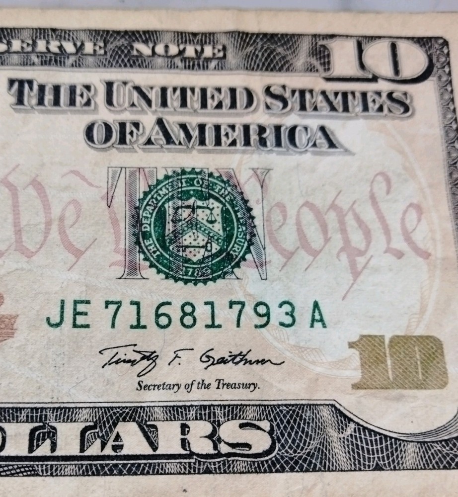 2009 Ten Dollars Bill Printing Errors In Front