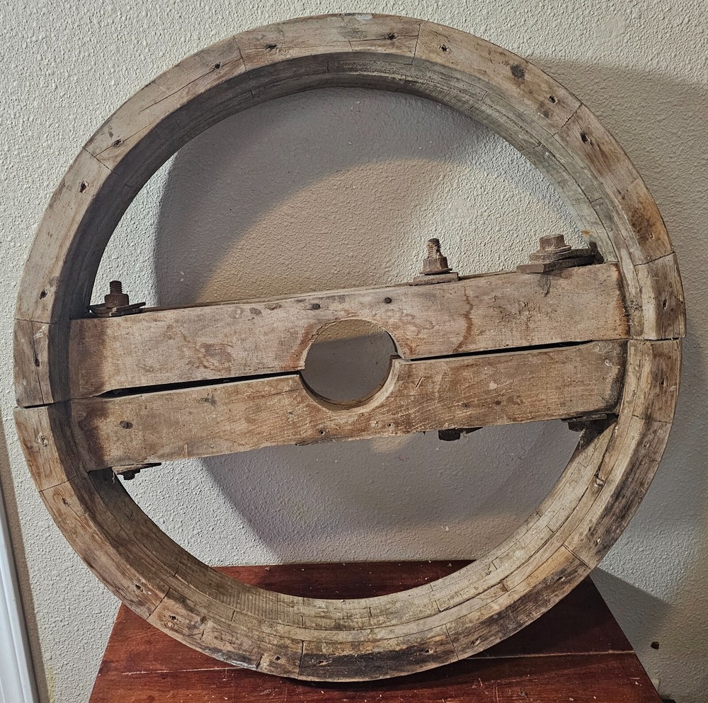 Antique 26" Split Wood Industrial Pulley