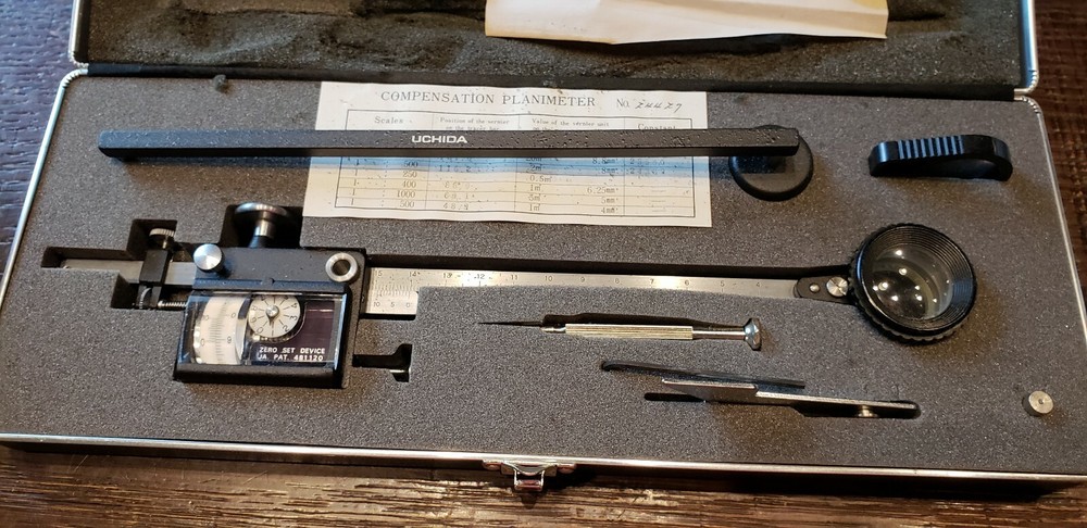 Mint Uchida Zero Setting Device Polar Compensation Planimeter W/Optical Tracer