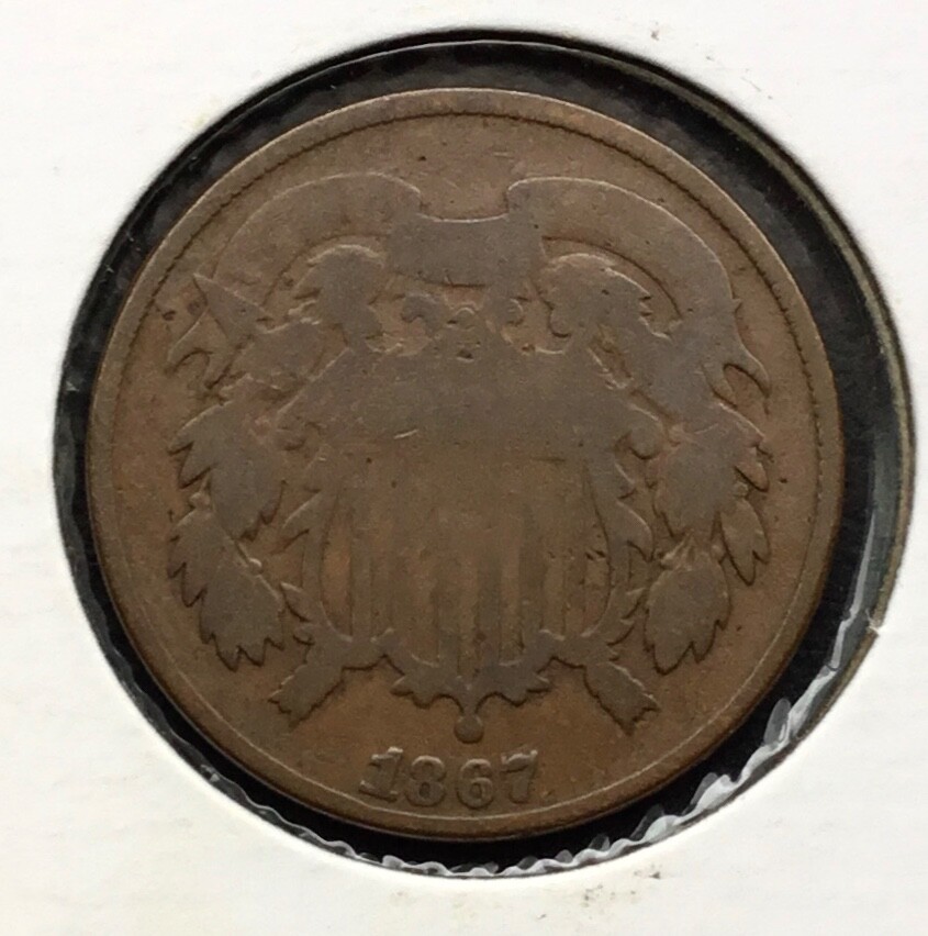 1867  Two-cent piece Bronze 2c coin