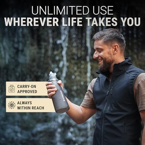 Water Filter Camping – Squeeze Foldable Squeeze Bottle | 16.9 Oz Gray