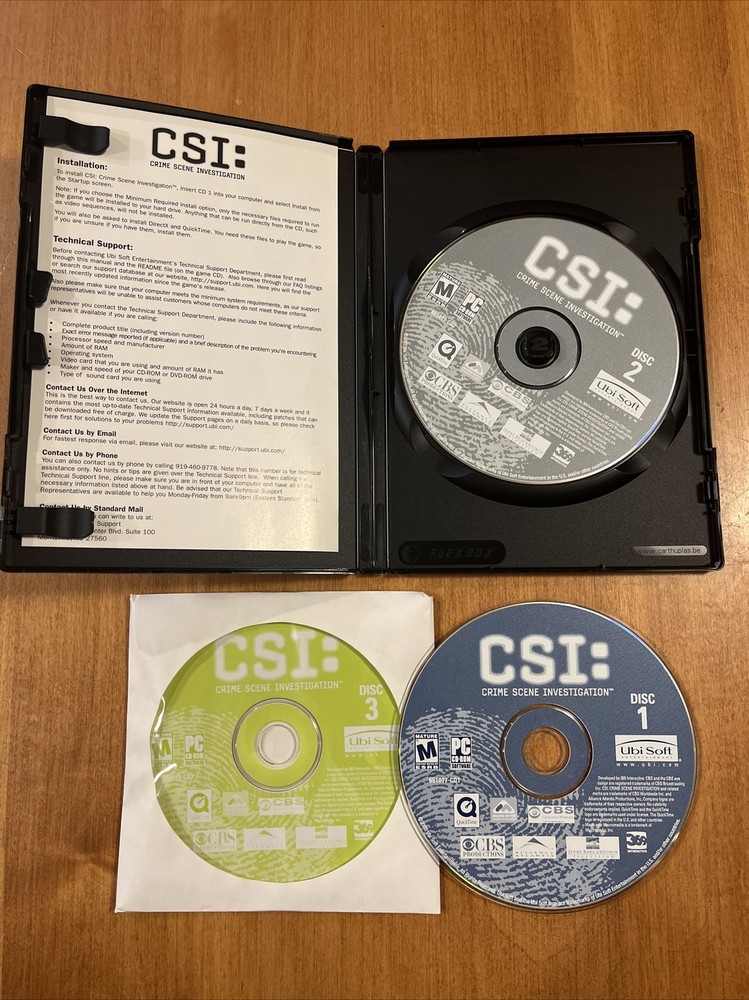 PC Game ~ CSI 3 Disc CD Rom Game ~ Interactive Crime Solving Adventure