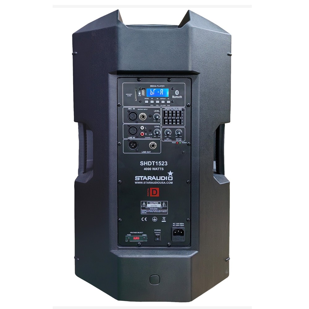 2-Way 15" PA Active DJs Speaker System 4000W Powered Karaoke Bluetooth Speaker