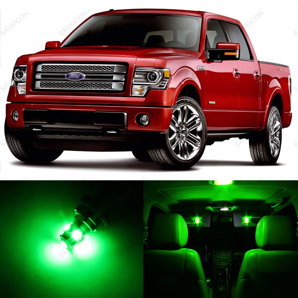 13 x Green LED Interior Light Package For 2004 - 2014 Ford F250 F150 + PRY TOOL