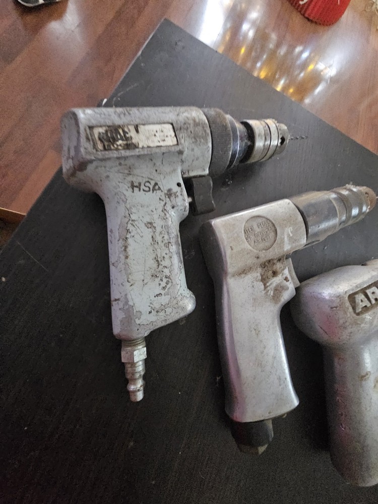 3 Drills Mac Tools, ARO, Central Pneumatic, Reversible Air Drill
