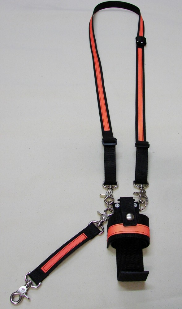 Nylon Universal Radio Strap Combo Set Black w/3M Orange Reflective Regular Size