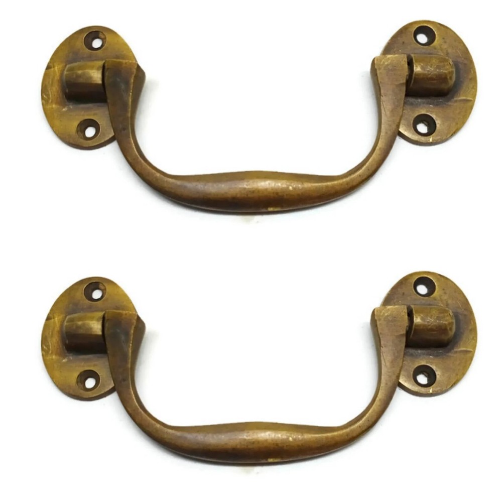 2 solid brass 5 " inches medium sea chest Box Handle 12.5 cm heavy strong Pulls