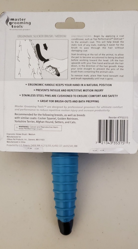 Ergonomic Slicker Brushes — Molded Brushes for Grooming Dogs - Medium, 4" x 2...