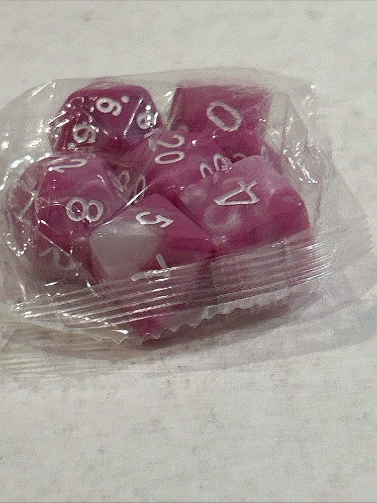 Marbled Pink 7 Dice Set Poly RPG DnD Dungeons Dragons AD&D Pathfinder d20