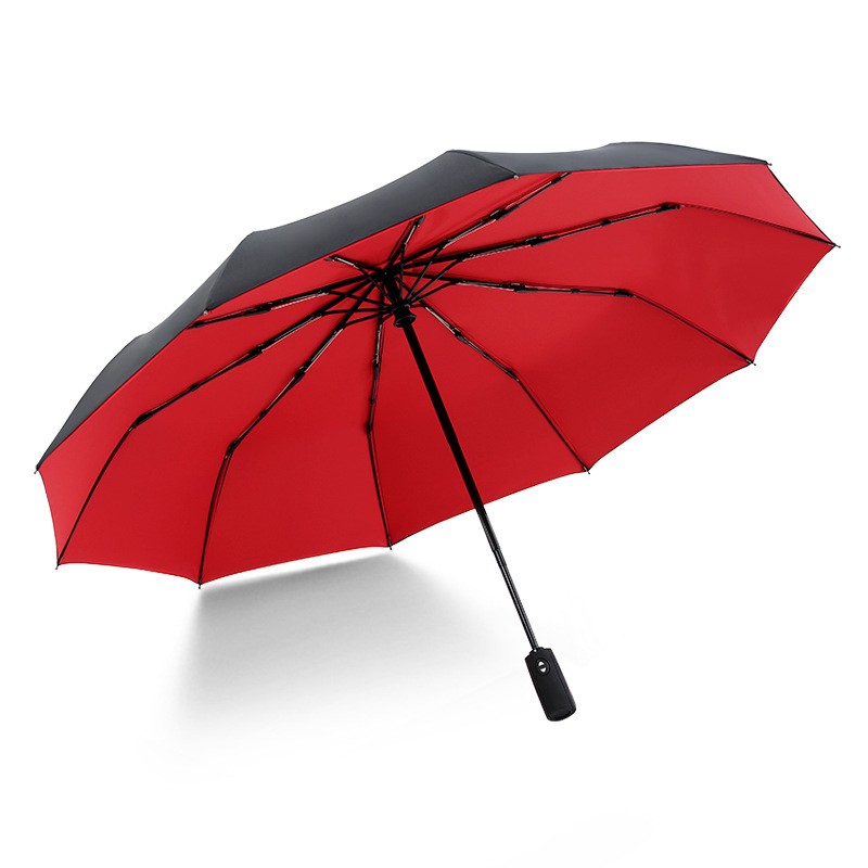 Automatic Windproof Travel Umbrella Double Layer 10 Rib Compact Rain Sun UPF40+