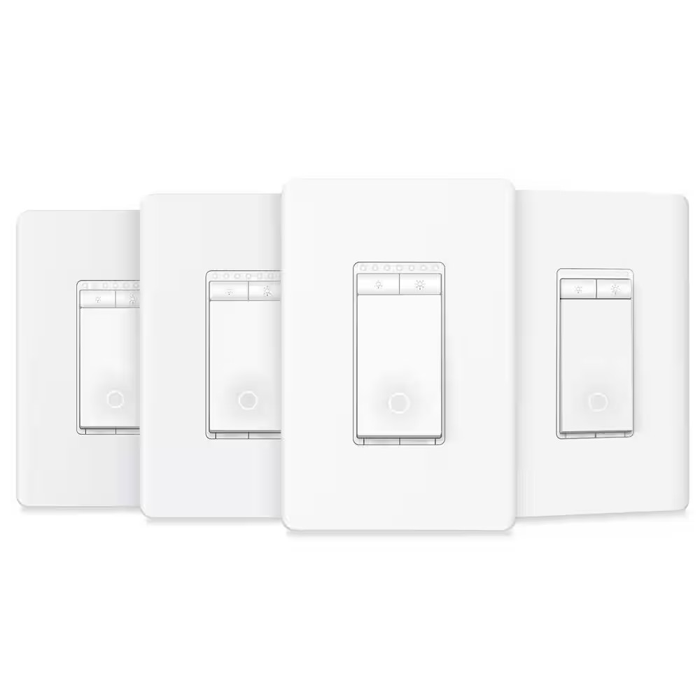 Smart Wi-Fi Light Switch, Dimmer, 3-Way KIT, White, 4-Pack