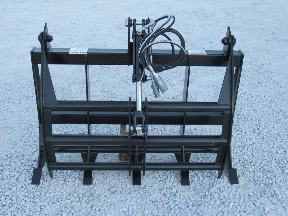 48" Root Rake Clam Grapple and 42" Long Pallet Forks Attachment ComboQuickAttach