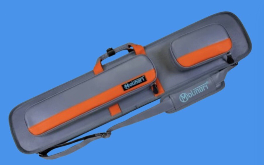 MOLINARI CUE CASE RETRO 3x6 SOFT ** GREY / ORANGE.