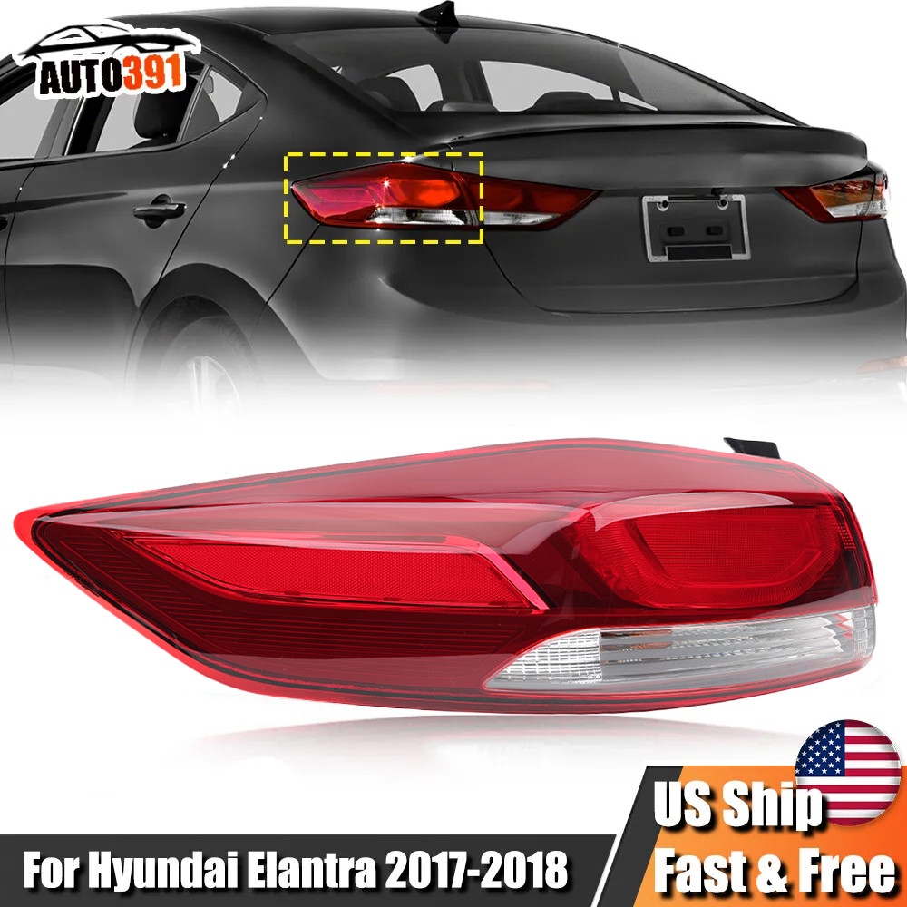 Outer Left Driver Tail Light For Hyundai Elantra 2017 2018 Rear Lamp New Halogen