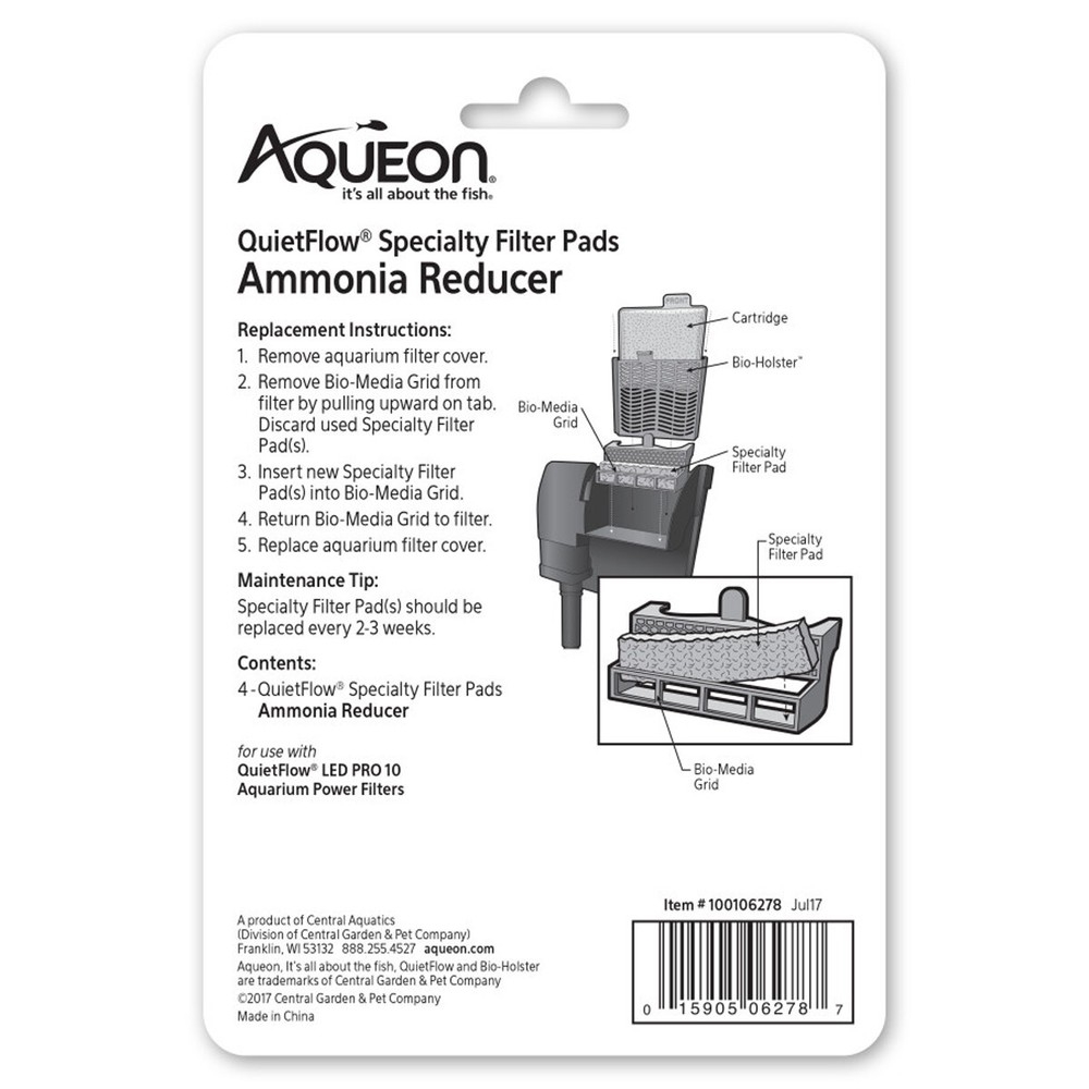 Aqueon QuietFlow Size 10 Specialty Filter Pads Ammonia Reducer 4 pack