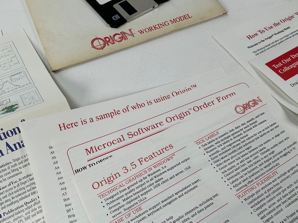 Microcal Software Origin Computer Model Demo Verson 3.5” Disks New Open Box