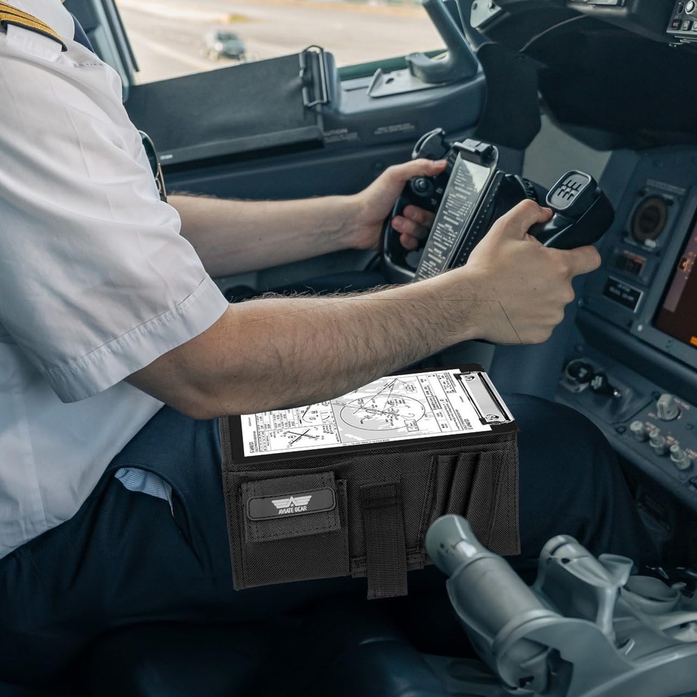 Adjustable Pilot Kneeboard with Removable Clipboard and 7 Ring Document Holder