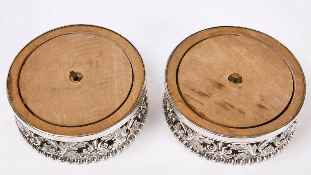 Pair Exceptional Regency Sterling Wine Coasters - Circa 1812