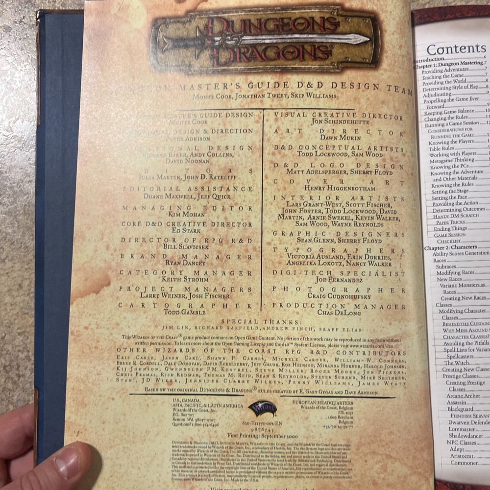 Dungeon And Dragons Dungeon Master’s Guide Core Rulebook II, First Print 2000