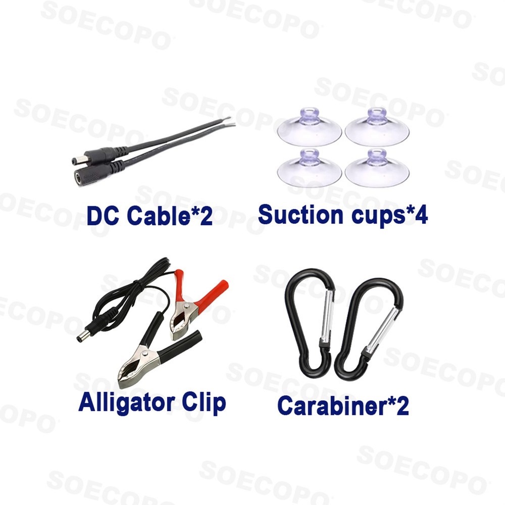 Solar Panel Installation Accessory Kit - 4 Suction Cups + 2 Carabiners + CableNM