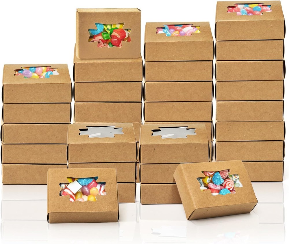 Kraft Paper Soap Boxes, Kraft Treat Boxes with Window, Rec
