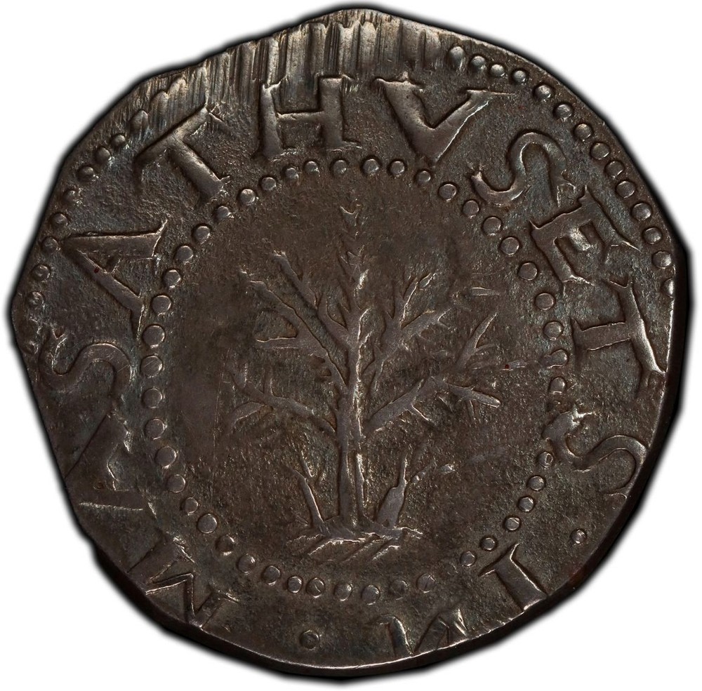 1652 OAK TREE SHILLING PCGS AU 55
