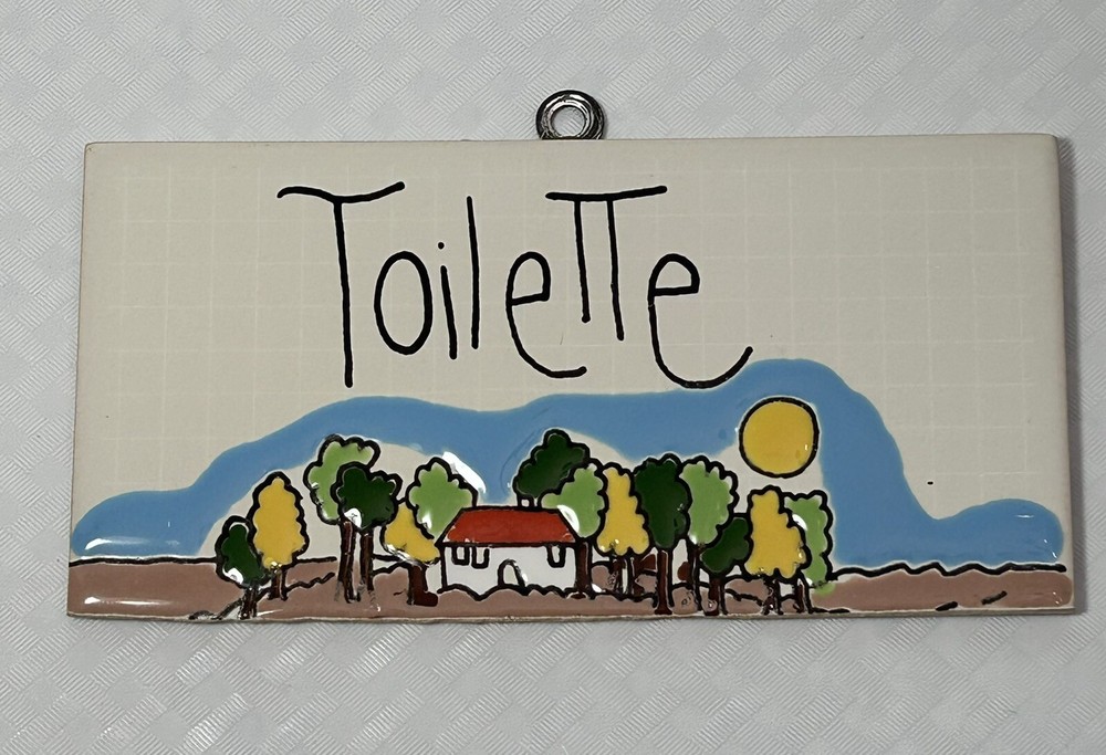 2 Hand Painted Bathroom Tile Plaques