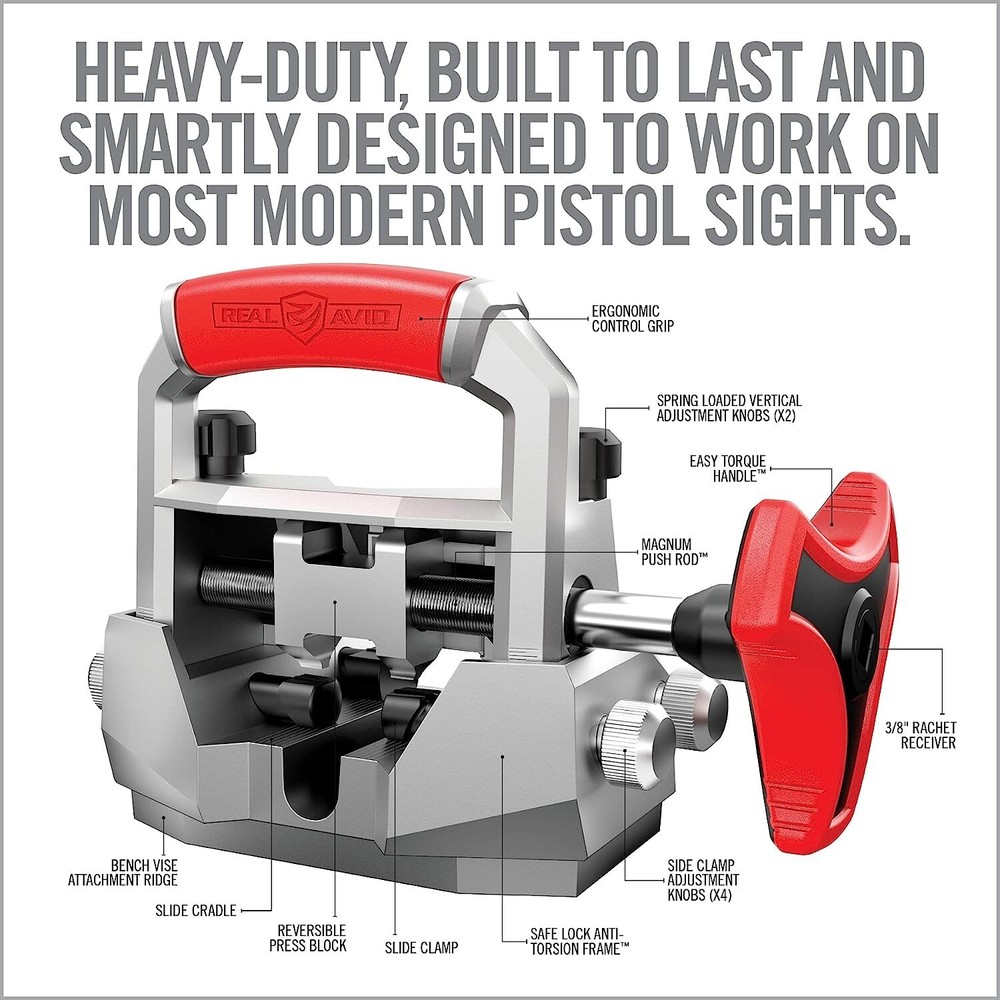 Real Avid Master Sight Pusher | Front & Rear Sight Pusher Tool for Pistols AVMSP