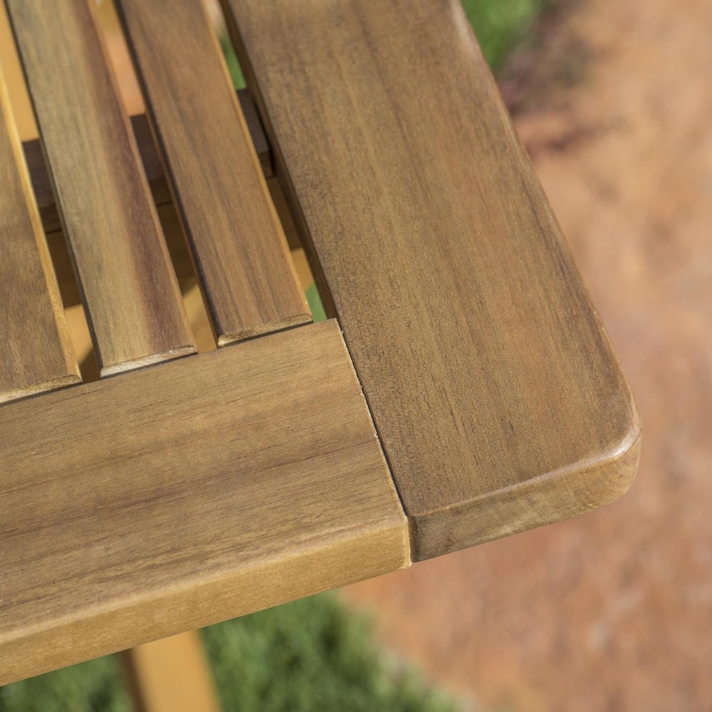 Compact Folding Table Natural Acacia Wood Portable Dining Table Space Saving