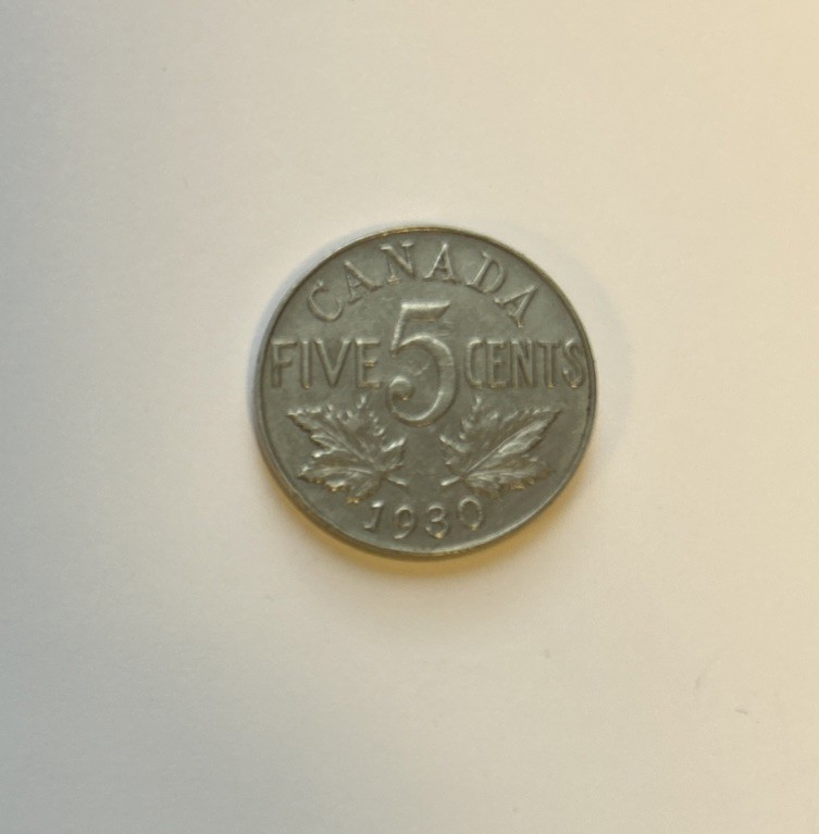 1930 Canada Five Cents 5