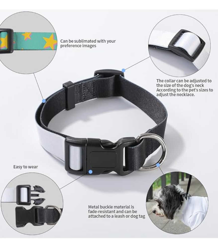 Craft Express Sublimation Dog Collars 4 Pack - Blanks - New - Adjustable