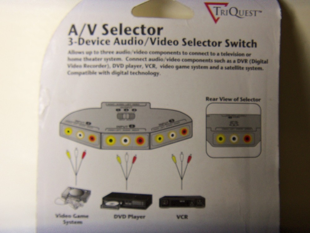TRIQUEST MODEL 5450 A/V SELECTOR 3 DEVICE AUDIO / VIDEO SELECTOR SWITCH